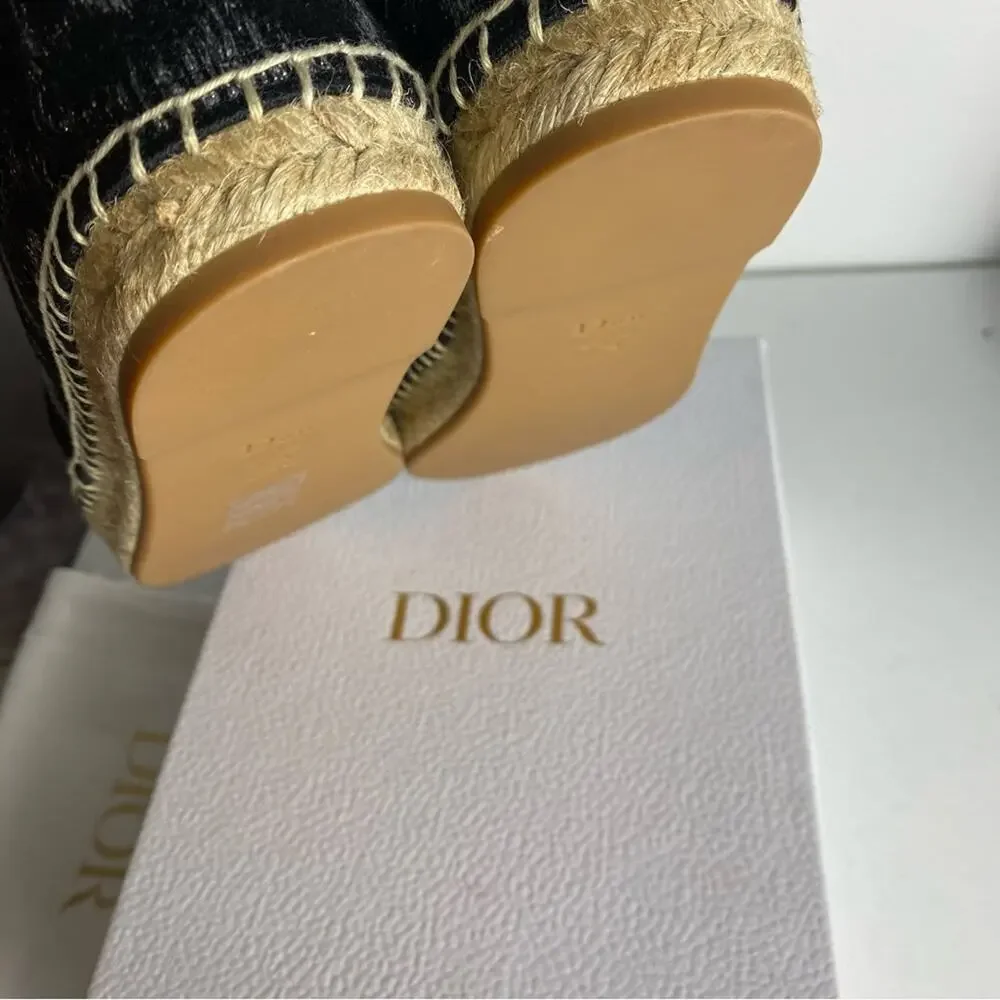Christian DIOR Logo Espadrilles Black Silver 40.5 - Picture 6 of 10